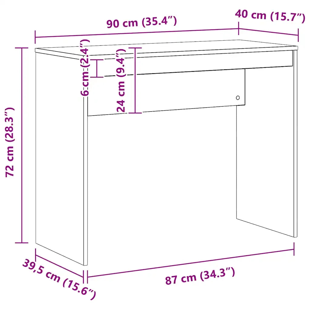 Scrivania | Tavolo da Ufficio Rovere Artigianale 90x40x72 cm in Legno Multistrato