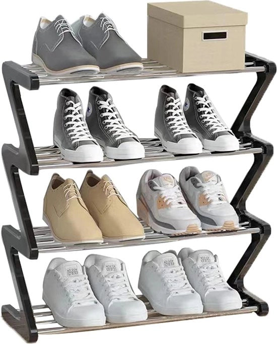 Organizzatore per scarpe per armadio - 4 piani - mini - stretto - stabile - montaggio rapido - 45x19x51cm