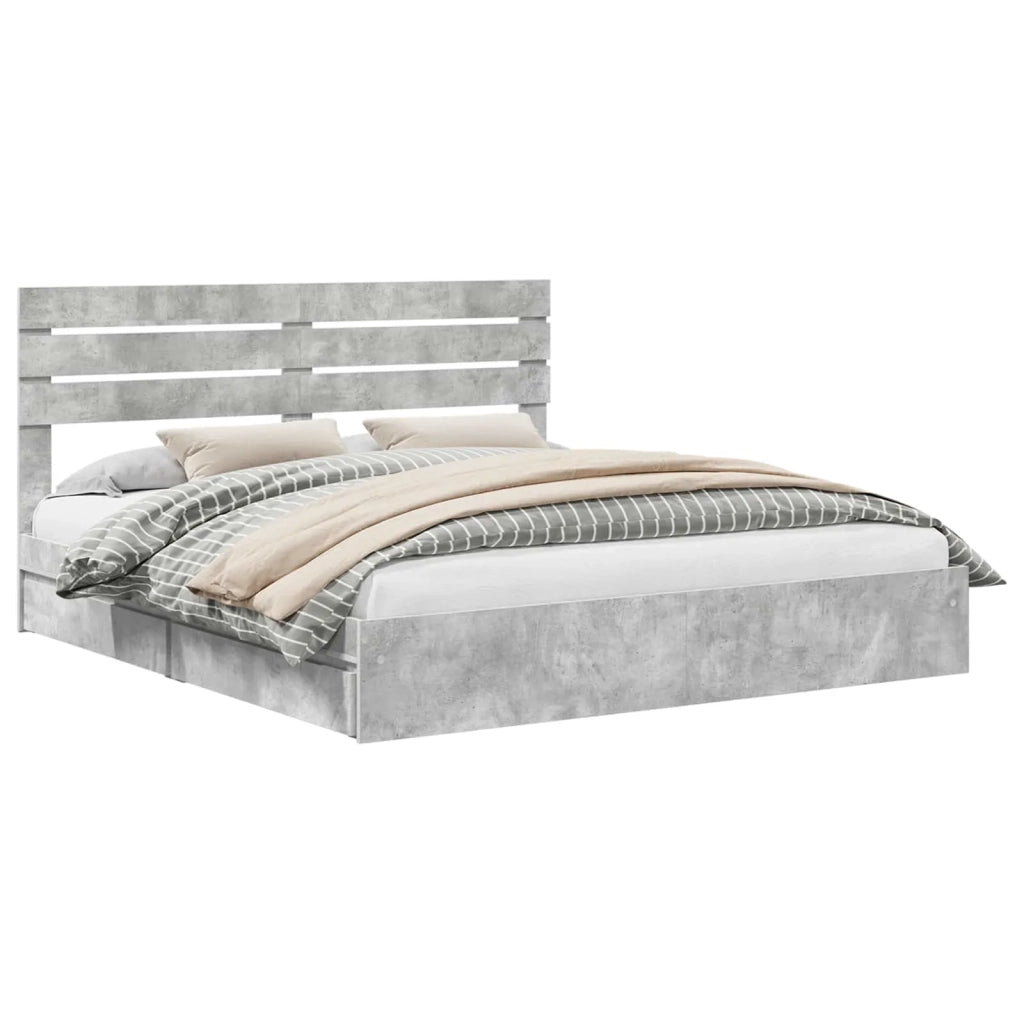 Letto con Contenitore con testiera Grigio cemento 180 x 200 cm