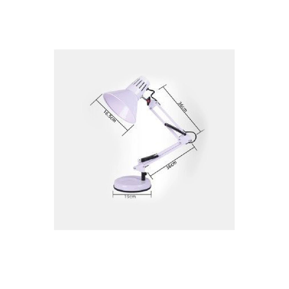 Trade Shop - Lampada Da Scrivania Con Braccio Snodabile Attacco E27 Luce Tavolo Per Ufficio - Bianco