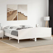 Giroletto senza Materasso-Struttura Letto Bianco 200x200 cm Legno Massello Pino 817493