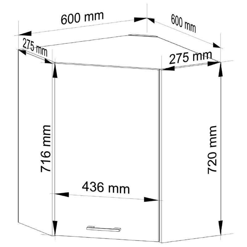 Mobile da cucina pensile AKORD W60 OLIWIA modulare Bianco 60 cm 1 anta 2 ripiani 60×30×72 cm