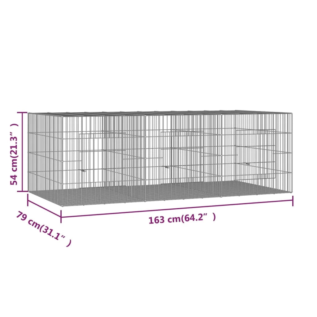 Gabbia per conigli 3 pannelli 163 x 79 x 54 cm Ferro zincato Argento 02_0041687