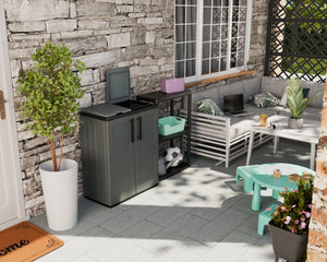 ARMADIO BASSO A SCOMPARTI PER RACCOLTA DIFFERENZIATA 2 scomparti  - ARTPLAST