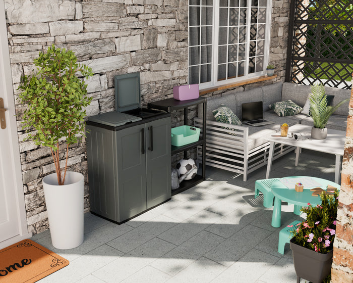 ARMADIO BASSO A SCOMPARTI PER RACCOLTA DIFFERENZIATA 2 scomparti  - ARTPLAST