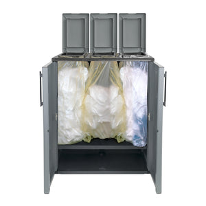 ARMADIO BASSO A SCOMPARTI PER RACCOLTA DIFFERENZIATA 3 scomparti  - ARTPLAST