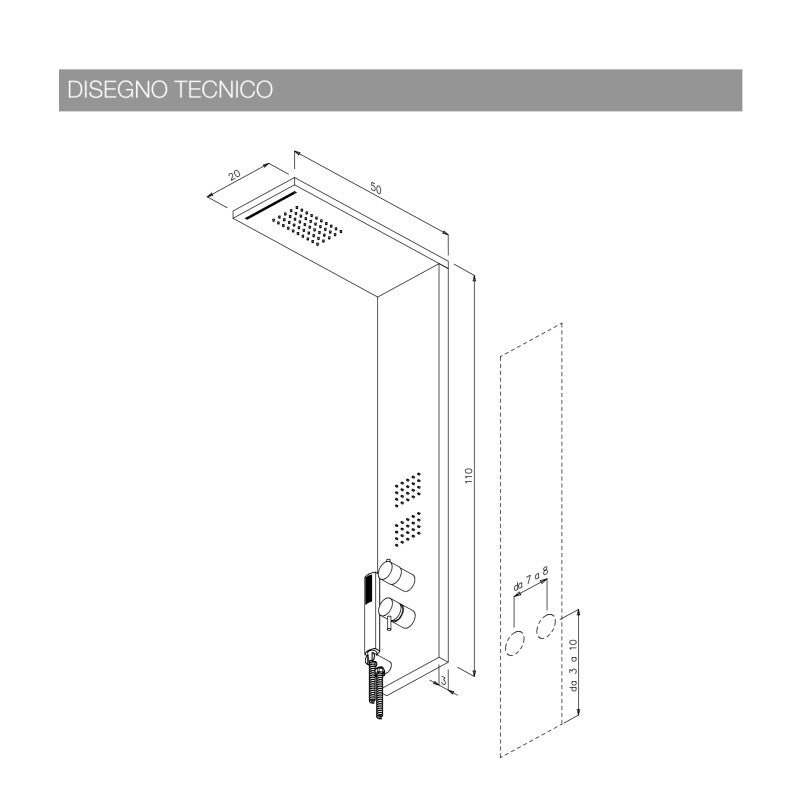 PARETE ATTREZZATA MULTIFUNZIONE MOD. TREND- Inox Lucido- METAF- pezzi 1