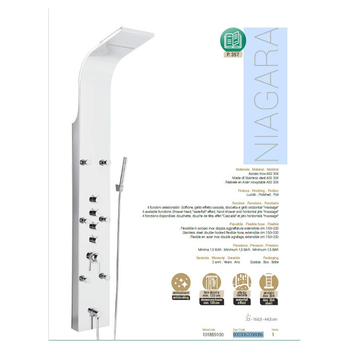 PARETE ATTREZZATA MULTIFUNZIONE MOD. NIAGARA INOX LUCIDO- Acciaio inox lucidato- METAF- pezzi 1