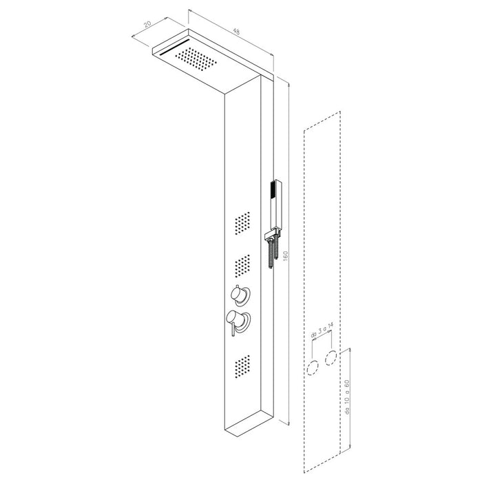 PARETE ATTREZZATA MULTIFUNZIONE MOD. MANHATTAN  ALLUMINIO- Nero- METAF- pezzi 1