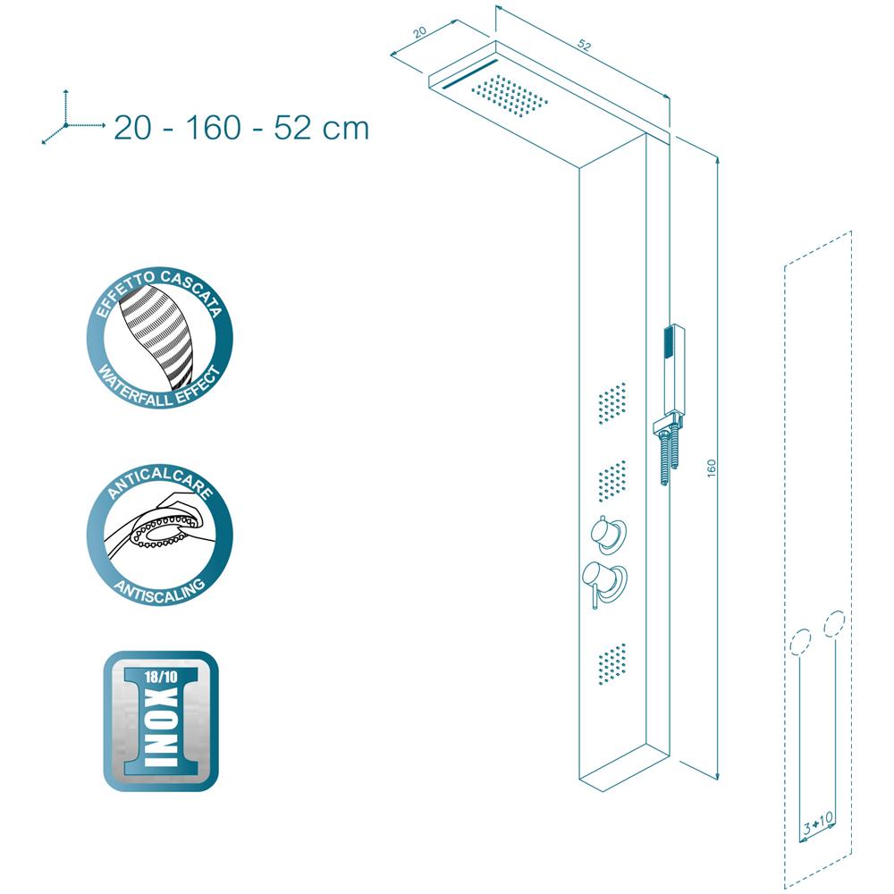 PARETE ATTREZZATA MULTIFUNZIONE MOD. MANHATTAN  ALLUMINIO- Bianco- METAF- pezzi 1