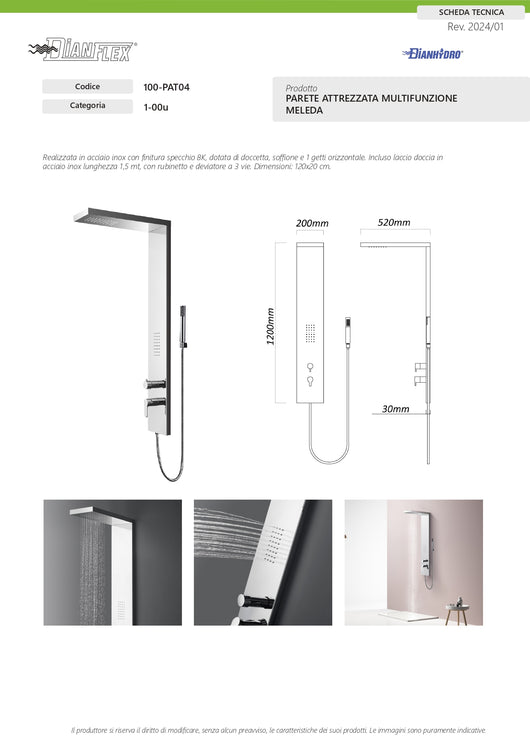 PARETE ATTREZZATA MULTIFUNZIONE  MOD. ZANTE- Acciaio inox spazzolato- DH- pezzi 1