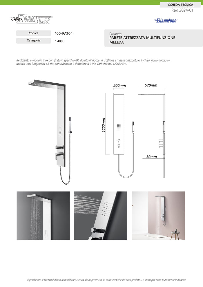 PARETE ATTREZZATA MULTIFUNZIONE  MOD. ZANTE- Acciaio inox spazzolato- DH- pezzi 1
