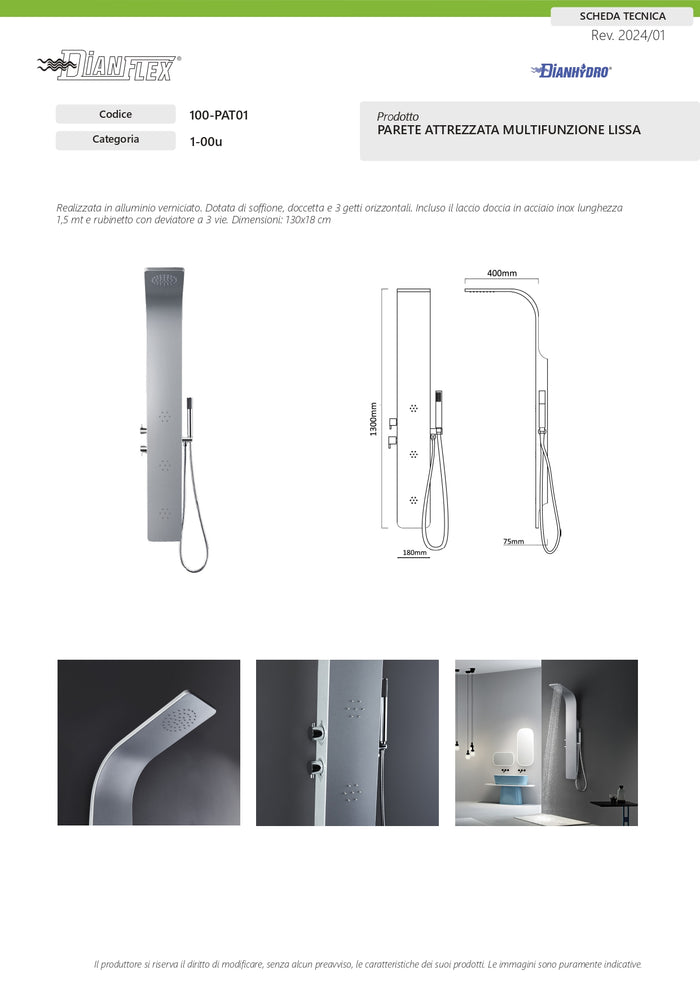 PARETE ATTREZZATA MULTIFUNZIONE MOD. LISSA- Alluminio verniciato- DH- pezzi 1