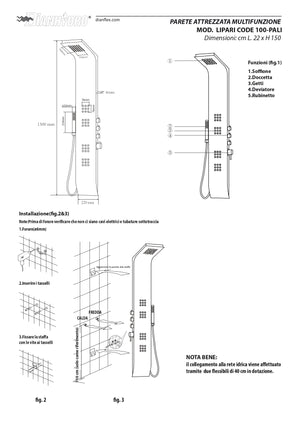 PARETE ATTREZZATA MULTIFUNZIONE MOD. LIPARI- Nero - Pareti lat. bianche- DH- pezzi 1