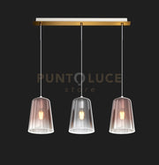 SOSPENSIONE OTTONE SAT. RETTANGOLARE 3 LUCI (2 RA + 1 CR) 1164OS-S3 R-RC