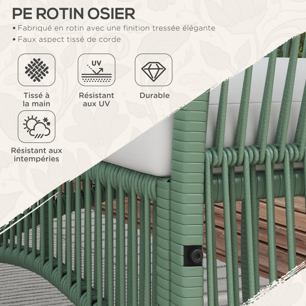 Set divano 4 pezzi giardino ¨C zephmum ¨C grigio polyrattan 2 posti 2 poltrone tavolino vetro