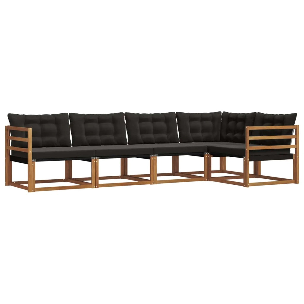 Set di divani da esterno con cuscino 5 pcs Naturale e Nero