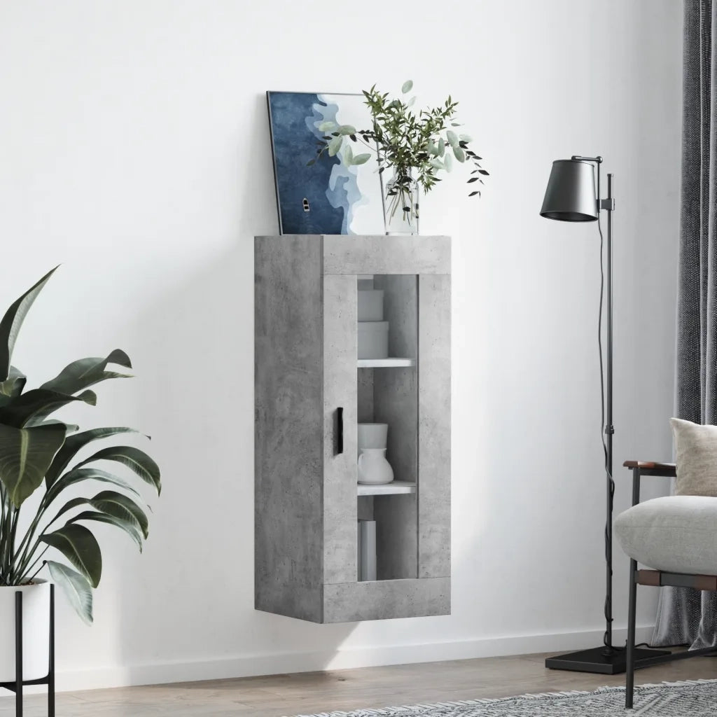 Mobile a Parete Grigio Cemento 34,5x34x90 cm 828928