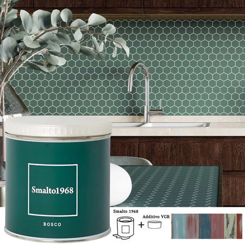 Smalto1968 base acqua vgr piastrelle ceramiche supporti difficili l 0.5 *** colore- bosco, confezione 1