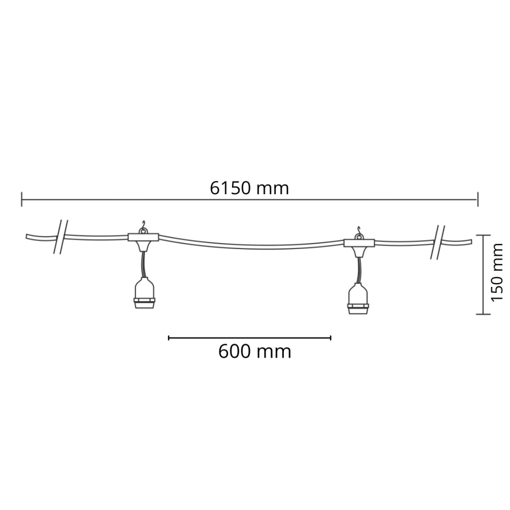 Cavo ghirlanda esterno 10xE27 6,12m 36V IP44 Polux