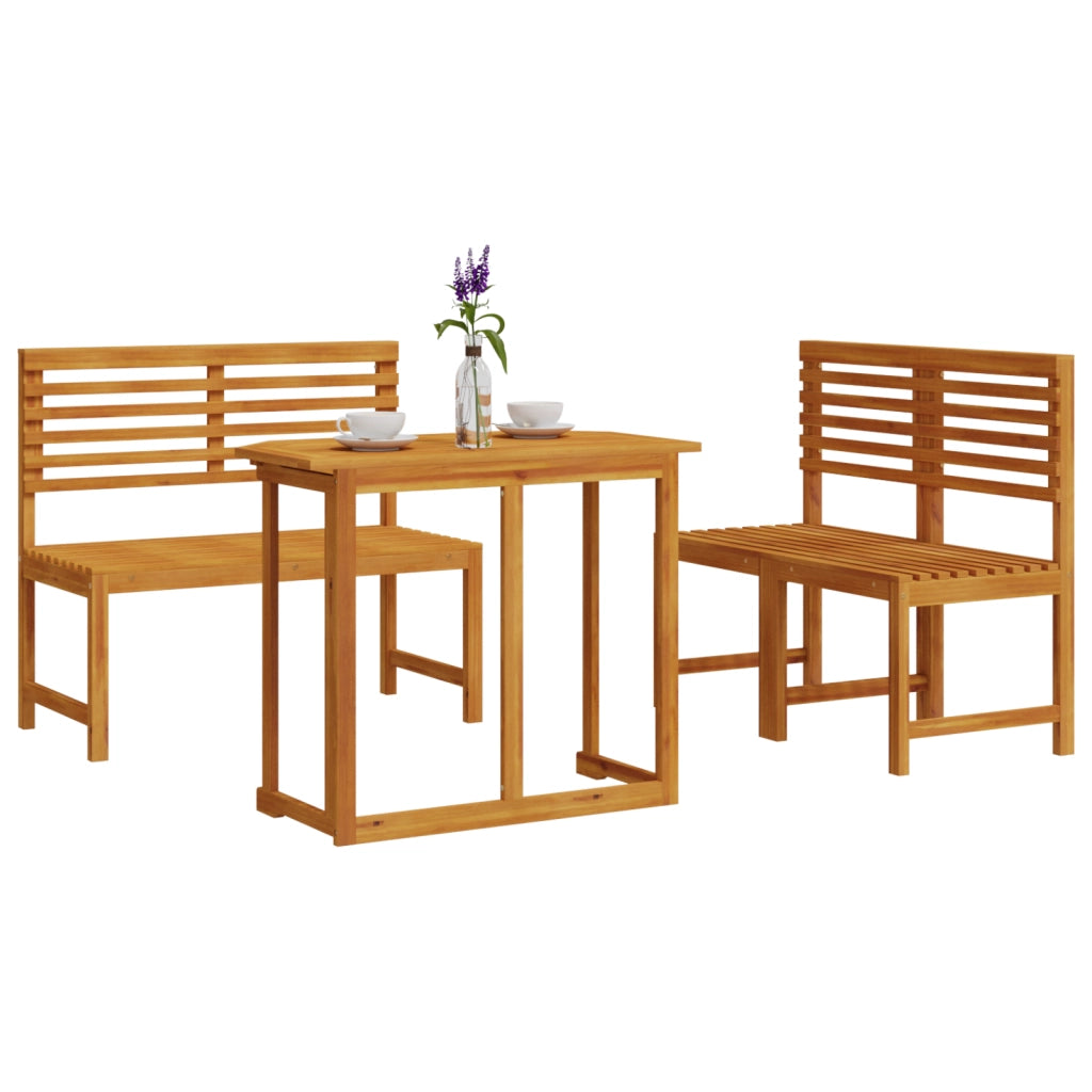 Set da pranzo da giardino 4 pezzi in legno di acacia massello