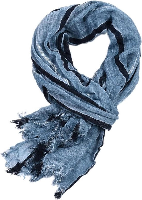 Sciarpa a Strisce - Uomo - Vintage - 190 × 95 cm - Sciarpa Lunga - Sciarpa Uomo - Sciarpa Unisex Tessuta a Spazzola con Piumini e Rilievi - Adatta per Esterno, Eventi, Viaggi, Shopping - Blu