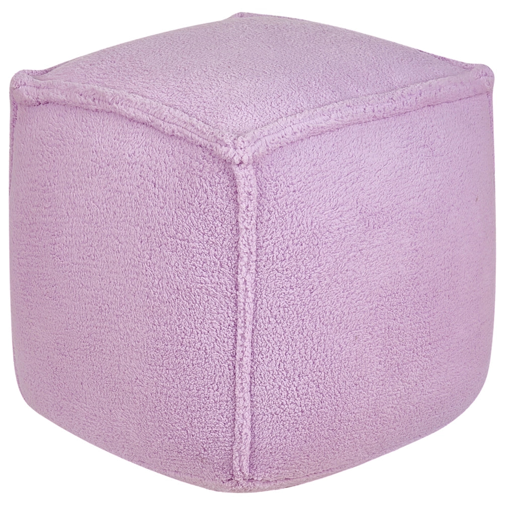 Pouf quadrato in iuta e poliestere violetto con motivo astratto