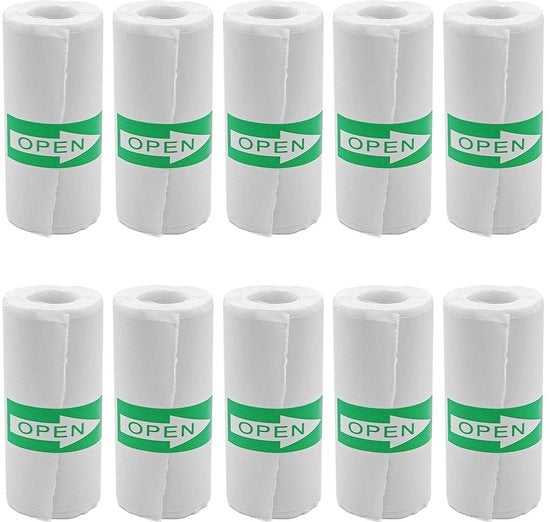 Papel di Etichetta Termica 10 Rulli - Autoadesivo - 57 x 25 mm - Per Stampante Termica Mini - Papiro Duraturo - Adatto per Stampa e Etichette