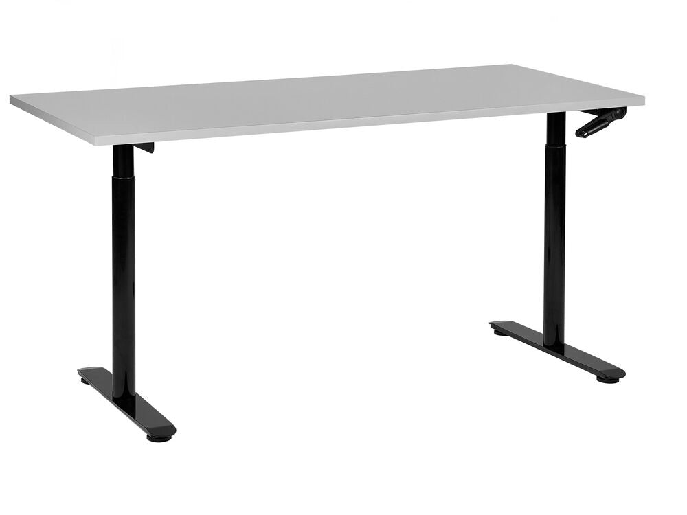 Scrivania regolabile in altezza manualmente grigio e nero 160 x 72 cm Struttura in acciaio verniciato a polvere
