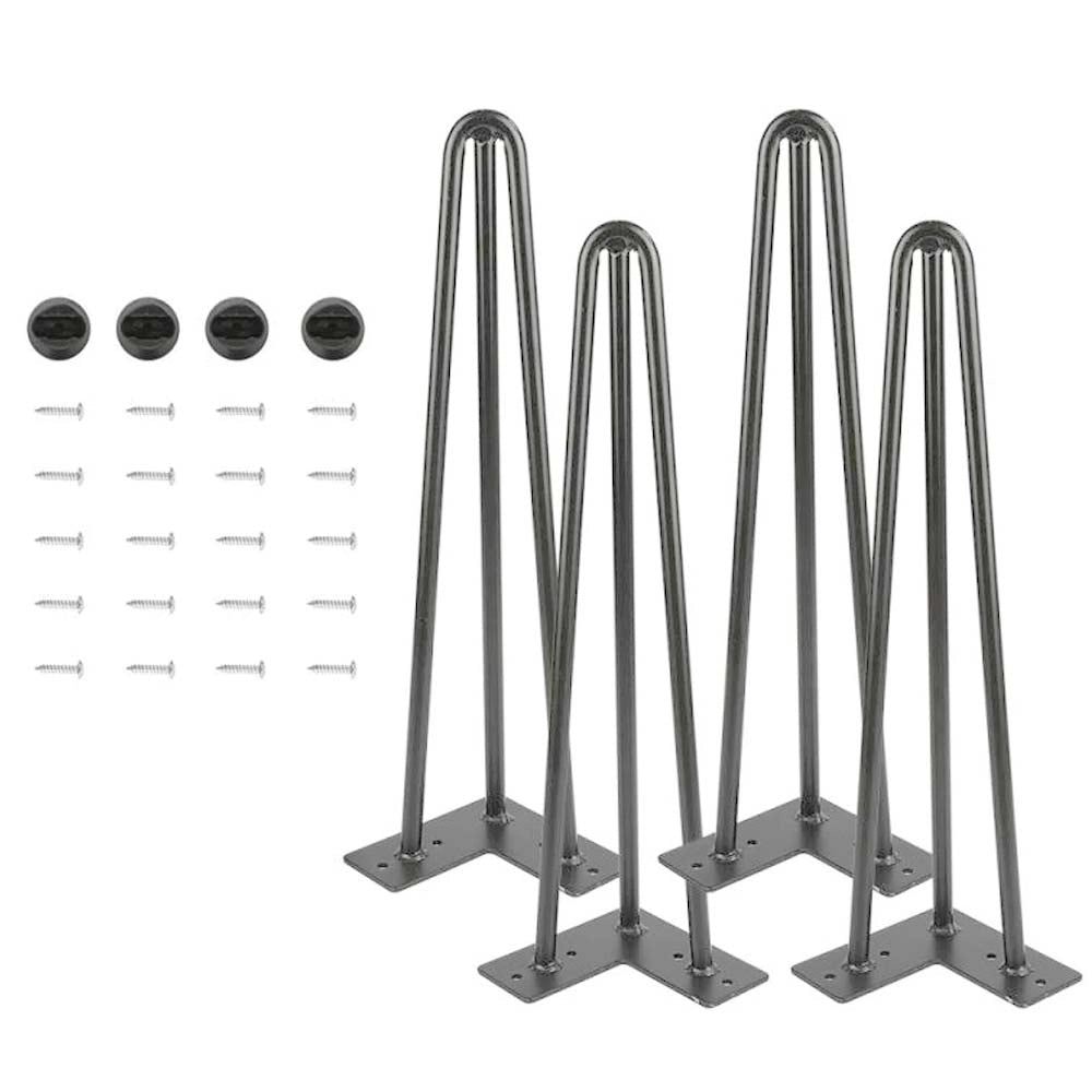 4x Gambe Piedi Tavolo Tavolino Panca Sedia 45cm Metallo Design Moderno Grigio