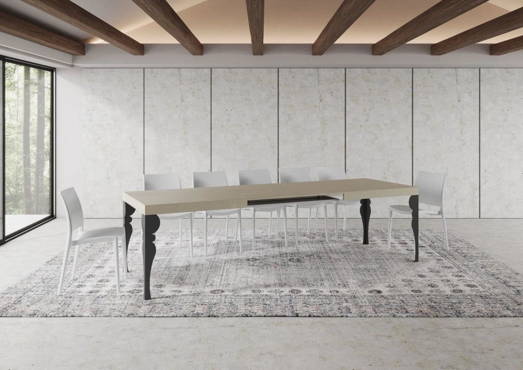 Tavolo allungabile 90x180/440 cm Paxor cashmere gambe antracite