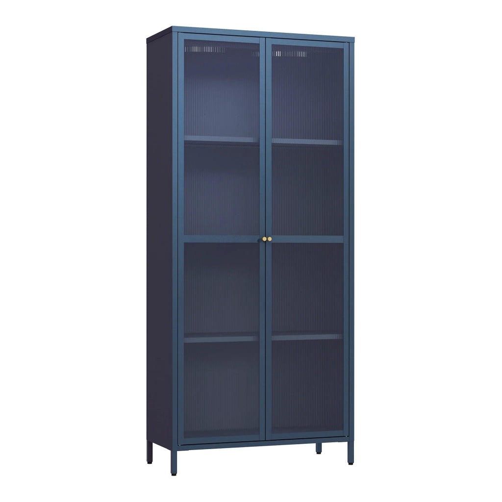 Mobiletto/scaffale in acciaio e vetro con ante in vetro 180 x 80 x 35 cm blu navy 03_0008935