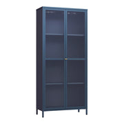 Mobiletto/scaffale in acciaio e vetro con ante in vetro 180 x 80 x 35 cm blu navy 03_0008935