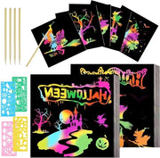 50 pezzi di Tavole di Arte della Magia Nera per Note da disegno per bambini - Arte della Magia della Rainbow - 4 Template 5 Stilus in legno Regali di compleanno Regali per Feste Fai da te
