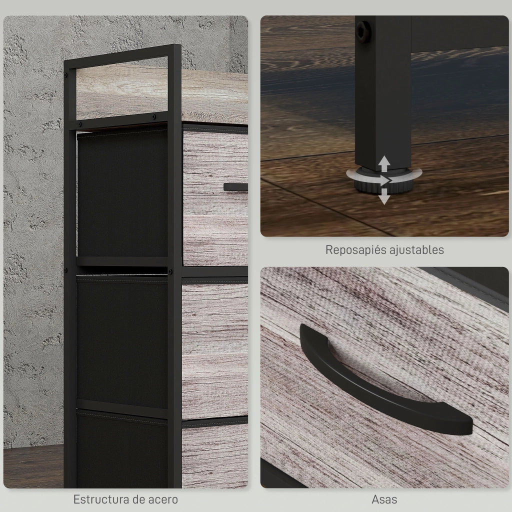 Cassettiera con 4 Cassetti Tessuto Grigio ¨C Zephmum ¨C 60x40x
