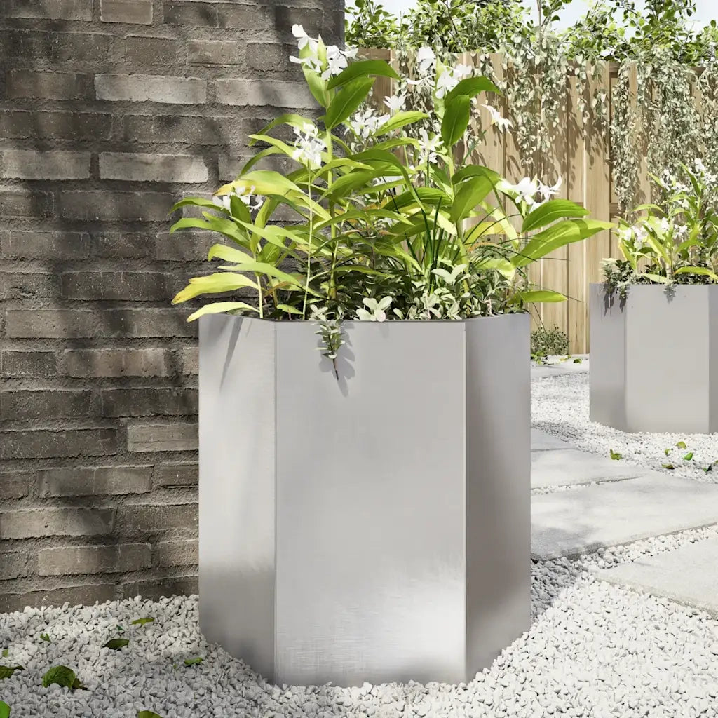 Fioriera da Giardino Esagono 46x40x45 cm in Acciaio 851116