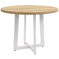 Tavolo da Pranzo Rotondo Moderno per 4 Persone Ø100x75 cm in MDF e Acciaio colore Legno Naturale e Bianco