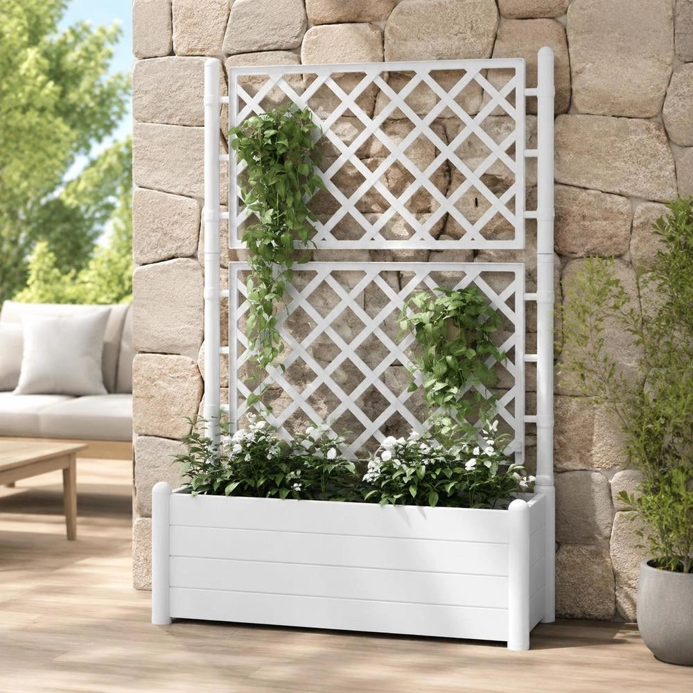 Plant Pot With Trellis 100x43x142 Cm PP White