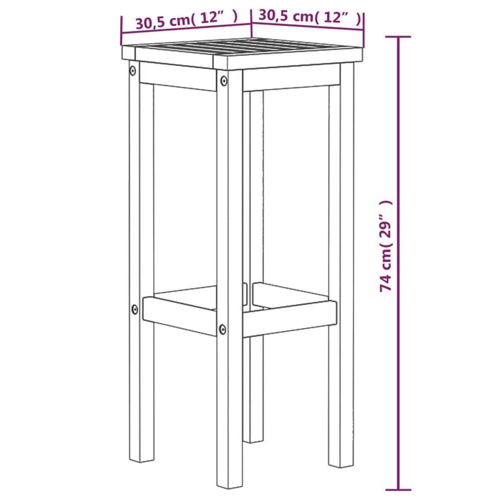 Bar Stools, Set Of 4, Solid Acacia Wood
