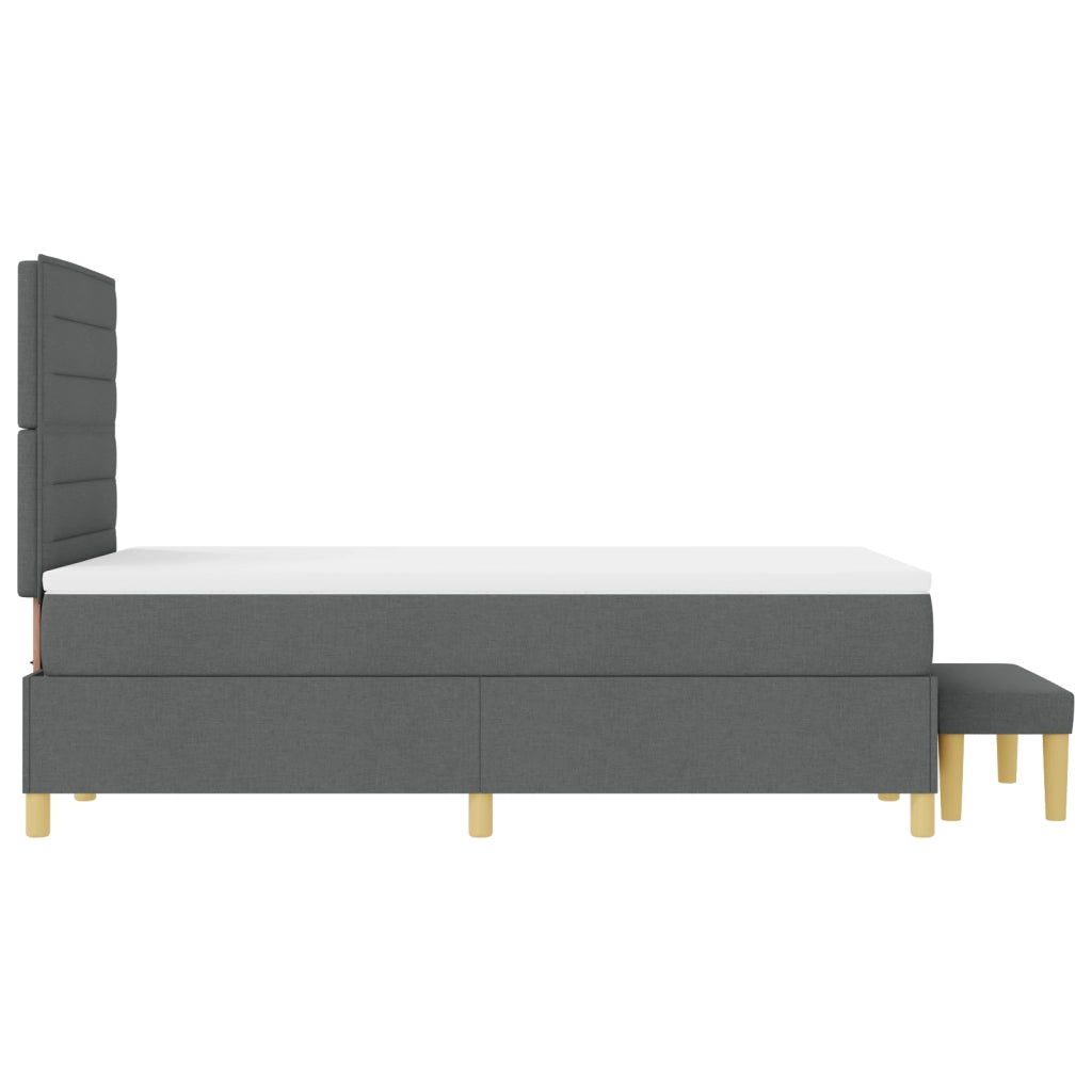 Letto con Box Spring con Materasso e Panchina Grigio Scuro 120x190 cm Tessuto