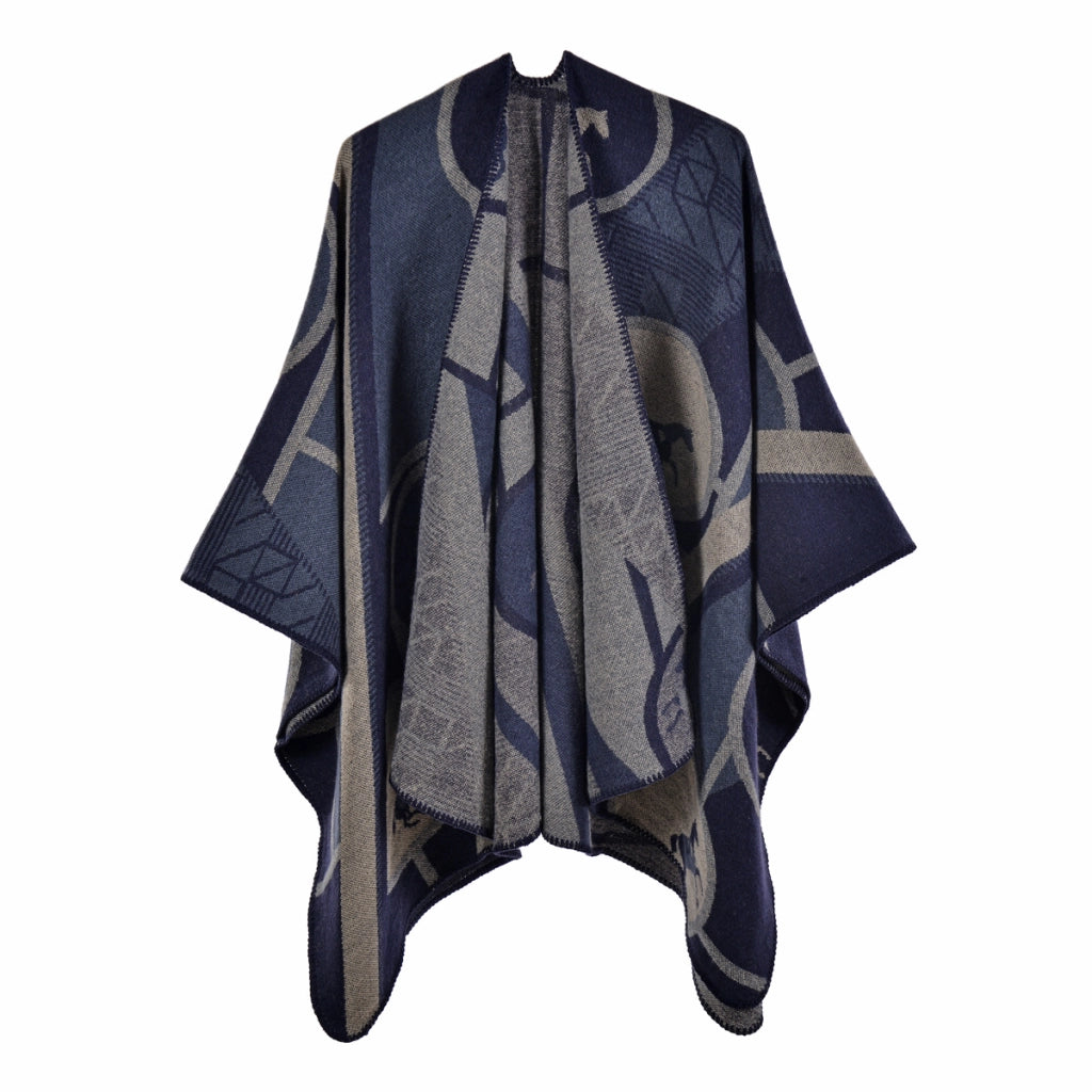 Mantella da donna in cashmere spesso con spacco