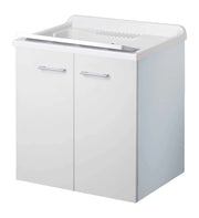 Mobile LAVATOIO - SOSPESO - in LEGNO a 2 ante - 60x50 (H.85) c/vasca e asse in PP - CR - COL: BIANCO