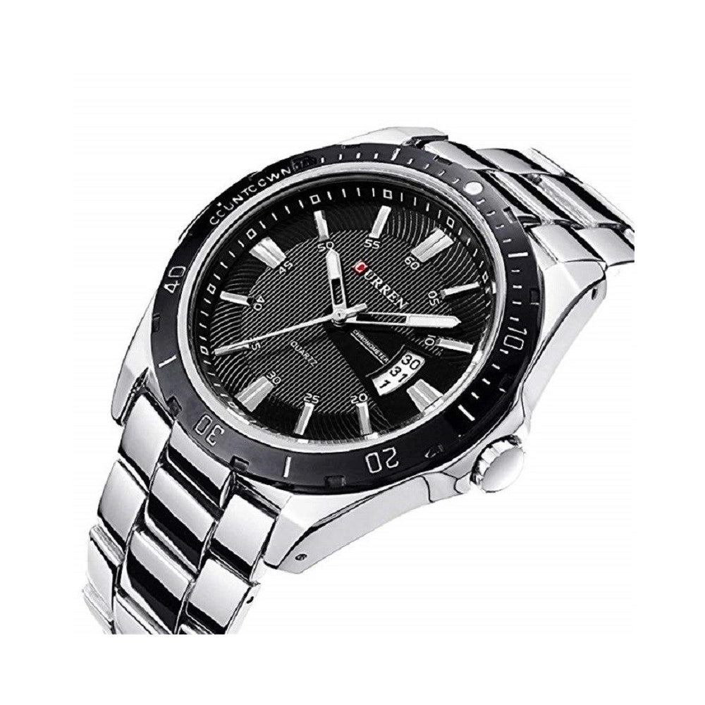 Trade Shop - Orologio Da Polso Uomo Design Business Curren 8110g Analogico Quadrante Nero -