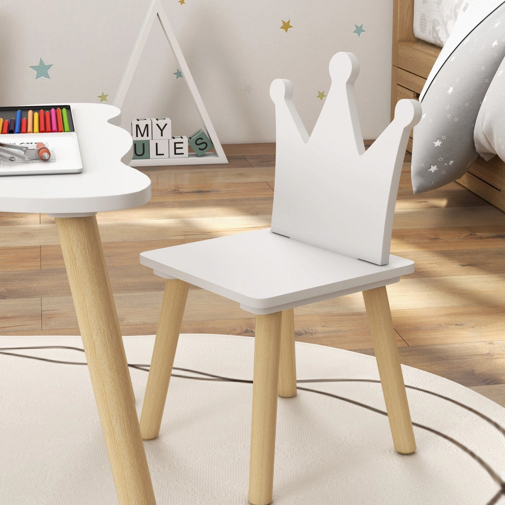 Set Tavolo con 2 Sedie per Bambini Corona Bianco
