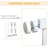 Cancellino per Cani Estensibile a Pressione con Chiusura Automatica per Spazi da 75-103cm, Bianco