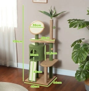 Tiragraffi verde ad albero 139 cm con cuccia, rampe e giochi