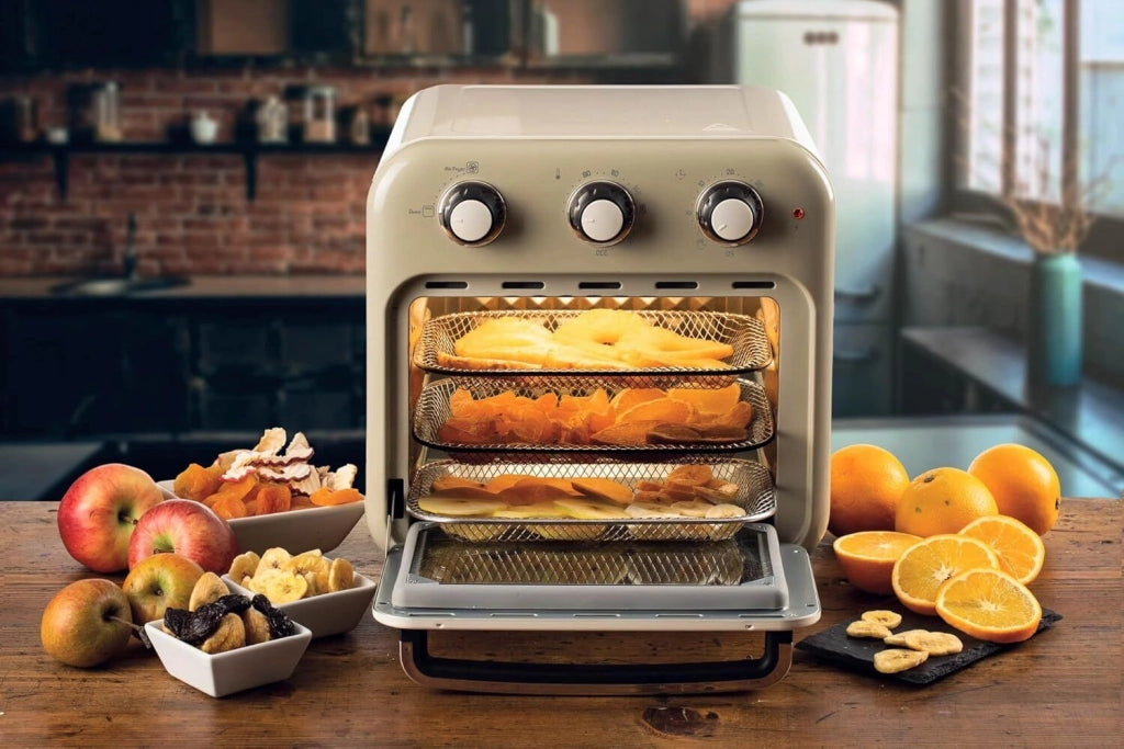 Ariete 4632 Friggitrice ad aria e forno Vintage, 1400W, 2in1, Capacità 16L, Accessori inclusi, Timer 60 minuti, Doppio vetro, Beige