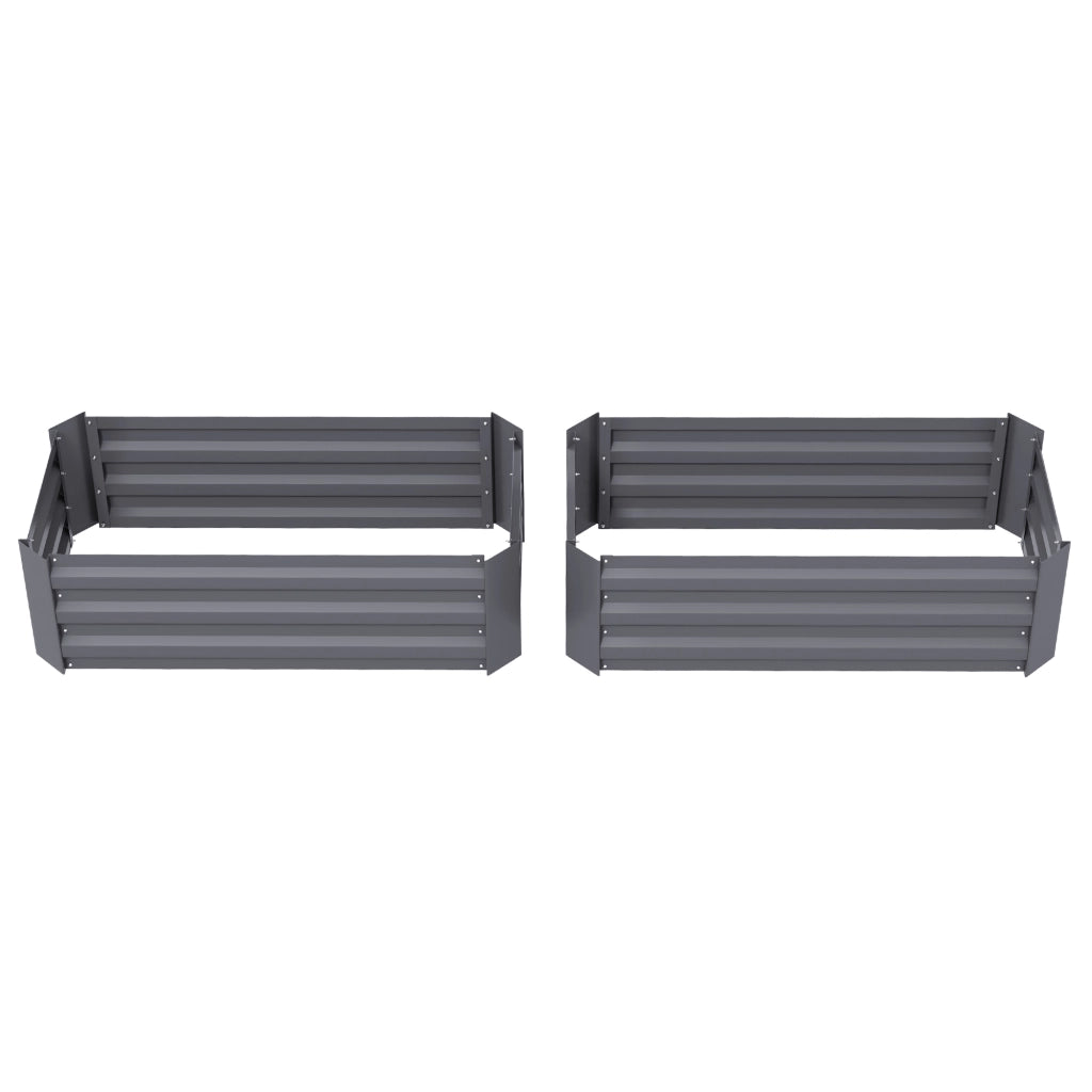 2 Pezzi Letti Rialzati per Orto ¨C Zephmum ¨C Grigio Acciaio Ondulato 100x50x30 cm