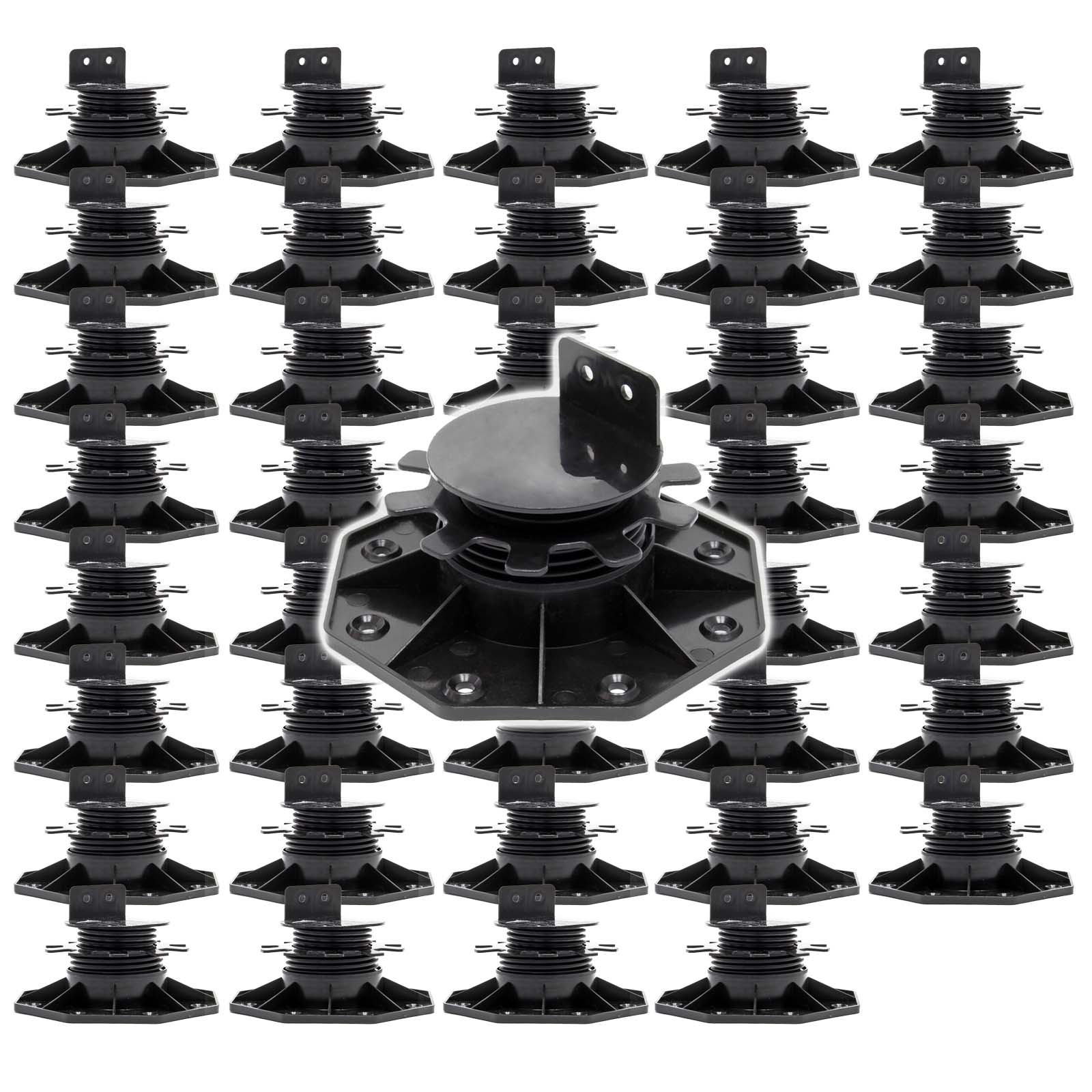 Set 40 supporti per pavimenti galleggianti, Altezza regolabile 33-64mm Max 2700 kg, Piedini Decking
