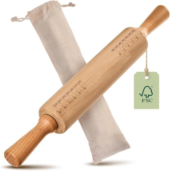Rolla pasta con manico - Legno di quercia - 42cm